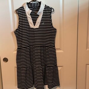 Navy and White Striped Sleeveless Dress